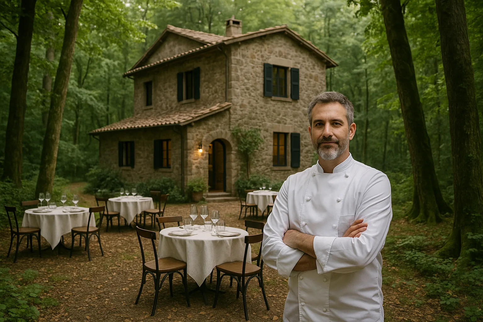 Ristorante nel bosco della Tuscia: Tiberio Proietti apre Marcellina Cucina Agricola nell'ex casale