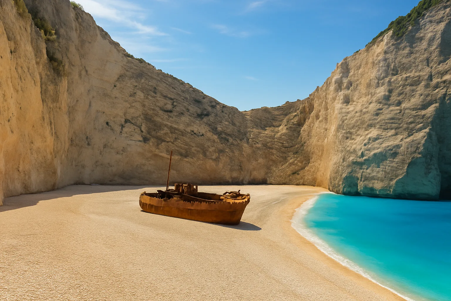Navagio Beach a Zante si trasforma: 30 metri di ghiaia per salvare il relitto che l'ha resa famosa